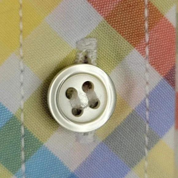 Talbots Button Down Shirt Spring Plaid Check Size Small S Colorful LS Cotton - Picture 7 of 11